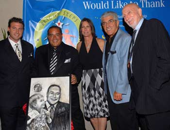 Michael Bell unveiling his portrait on the Red Carpet with Sopranos Joe Gannascoli, Frank Vincent, and Dominic Chianese